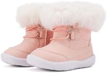 BMCiTYBM Toddler Snow Boots Baby Boys Girls Winter Warm Boots Infant High Top Shoes Faux Fur Bootie for Cold Weather Outdoor, Chevron Pink, 8 Toddler