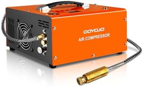 GOYOJO PCP Air Compressor | Max 4500 PSI / 300 Bar | Dual Power Car 12V DC or Home 120V AC | Fast Fill for Airguns & Scuba Tanks | Auto Shut-Off | Built-in Cooling Fan | 300W Portable Pump