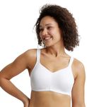 Jockey ES13 Women's Wirefree Non Padded Super Combed Cotton Elastane Stretch Full Coverage Plus Size Bra with Side Panel Support and Adjustable Broad Fabric Straps_White_40DD