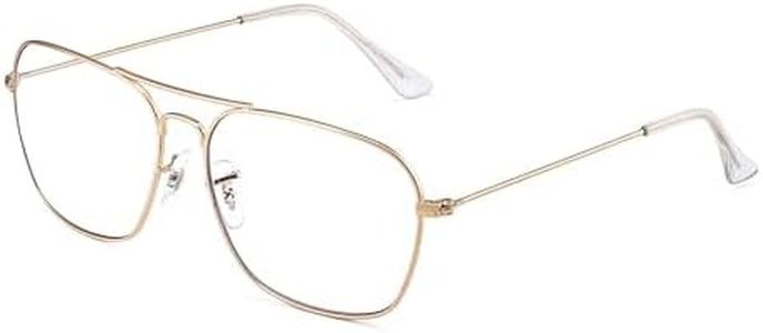 Aviator Blue Light Blocking Computer Glasses, Square Eye Protect Video Eyeglasses Anti Glare Men Women (Gold Frame Clear Temple Tips)