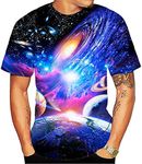 Cndeyike Mens 3D Print T Shirt，Funny Cool Graphic Tees for Men, Planet Universe T Shirt, 3X-Large