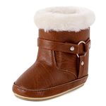 MK MATT KEELY Baby Girl Boy Boots Toddlers Winter Snow Booties Newborn Western Cowboy Shoes,Brown, 12-18 Months