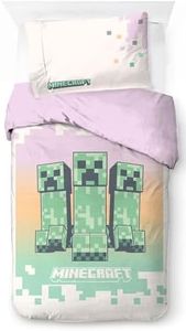 Jay Franco Minecraft Desert Creeper - Ensemble de Couette Simple 100% Coton Parure de Lit Enfant Housse de Couette Coton - Taie d'oreiller 50 x 70 cm Incluse