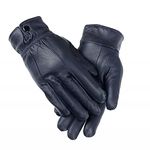 Women's Leather Gloves, Extra Soft and Warm Ladies Waterproof Gloves (M-L, Navy)