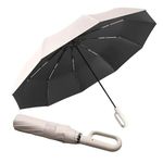 GaxQuly Umbrella for Men Women || Folding Umbrella With Carabiner Handle || 10 Reinforced Ribles || Windproof and Sunproof || Auto Umbrella Big Size for Men/Women/Kids (White)