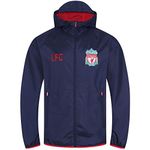 Liverpool FC Official Soccer Gift Boys Shower Jacket Windbreaker, Navy Peak Hood, 8-9 Years