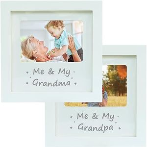 HAMUIERS Grandma and Grandpa Picture Frame, Grandparents Picture Frame, Baby Keepsake Photo Frame, Best Grandma Ever New Grandpa Gifts, Nursery Décor, Grandma and Grandpa Frame Set of 2