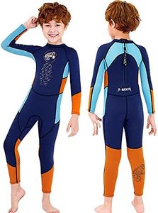 Children's 2.5mm One-Piece Rash Guard UV UPF 50+ Boy's Full Wetsuit,Blue,X Large