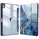 Fintie Hybrid Slim Case for iPad Air 11-inch M2 (2024), iPad Air 5th Generation (2022) / iPad Air 4th Gen (2020) 10.9 Inch - Shockproof Cover with Clear Back Shell & Pencil Holder (Ocean Marble)