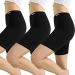 INNERSY Cycling Shorts Women Black Anti Chafing Shorts Ladies Cotton Safety Boxer Panties 3 Pack (L, 3 Dark Black)