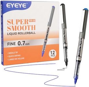 EYEYE 0.7mm Rollerball Pens Medium Needle Point, 6 Black 6 Blue Roller Ball Pen Quick Dry, Liquid Ink Pens Fine Point Smooth Writing Pen for Journaling, Note Taking, Office, School Supplies