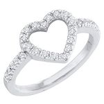 Dazzlingrock Collection 0.18 Carat (ctw) 18K Round Diamond Bridal Heart Shaped Promise Engagement Ring, White Gold, Size 6