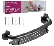 HEALTHCRAFT Shampoo Shelf 19.5 Inch, ADA Compliant 2-In-1 Grab Bar For Bath And Shower Safety, Wall-Mounted, Stainless-steel Grab Bar For Seniors, Handicap Grab Bars With Support Up to 500 Lbs (MB)