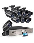 ZOSI 5MP Lite Home Security Camera System with 2TB Hard Drive, H.265+8 Channel CTV DVR 8pcs 1920TVL 1080P Indoor Outdoor Surveillance Cameras 24.4 Night Vision