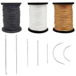 Topus Extra Strong Upholstery Repair Sewing Thread Kit Coats and Clark Including 1 Black Spool, 1 Brown Spool, 1 White Spool and a Set of Heavy Duty Assorted Hand Needles, 7-Count