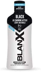 BlanX, Collutorio Sbiancante Black, per Igiene Orale, Colluttorio Antimacchia e Sbiancante, con Licheni Artici naturali, Zinco PCA e Carboni Attivi 100% Naturali, Ripara-Smalto, Formato 500 ml