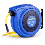 Goodyear Air Hose Reel Retractable 9.5mm x 20m Hybrid Polymer Hose Max 20BAR Commercial Polypropylene Construction w/Lead-in Hose and PVC Handle