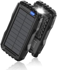 Power-Bank-Solar-Charger - 42800mAh Power Bank,Solar Charger,External Battery Pack 5V3.1A Qc 3.0 Fast Charging Built-in Super Bright Flashlight (Light Black)