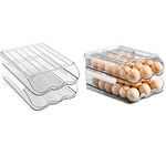 Egg Storage for Fridge, 2023 Latest Model Auto Rolling Egg Container, Clear Plastic Egg Tray and Egg Holder with Lids, Large Capacity Egg Storage Container Organizer Bin for Kitchen (2 Layer)