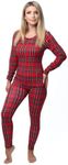 Ultra Dry Women Thermal Underwear Set; Base Layer Soft Fleece Lining Ladies 2 pc Top Shirt & Bottom Leggings Tights Long Johns (Red Plaid, Large)