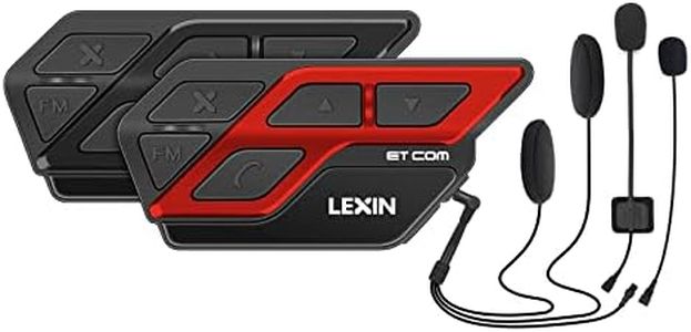 LEXIN ET-COM Motorcycle Bluetooth Headset, 2 Riders 1200m Helmet Communication System, Hi-Fi Speakers Helmet Intercom w/Voice Assistant/FM Radio/6 DIY Shells/IP67 Waterproof/800mAh Battery, Dual Pack