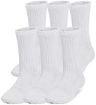 Under Armour Unisex-Child Youth Training Cotton Crew Socks 6 Pack, (100) White/White/Black, Medium