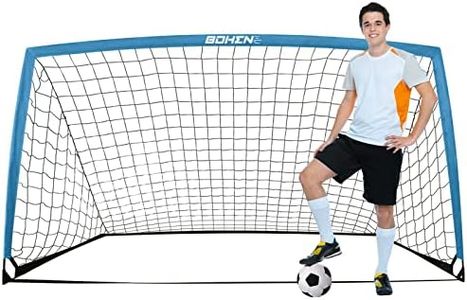 BOHEN 9x5FT Portable Soccer Goal for Kids Backyard with Carry Bag - Easy Folding Lightweight Fun for Outdoor Indoor Training Games for Teen Youth Adult (Blue, 9x5FT, 1 Pack)