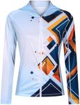 Long Sleeve Workout Tops for Women UPF 50 Print Zipper Hoodie Jacket Sun Protection Blue M