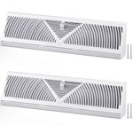 Yaocom 2 Pcs 18 Inch Floor Baseboard Diffuser (Duct Opening Size) with 8 Screws Adjustable Vent Covers for Home Wall Steel Heat Register Easy Install Floor Baseboard Supply for Air Flow, White