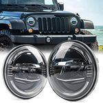 DKMGHT LED Headlights For Jeep Wrangler JK, [DOT Approved] [Low Beam and High Beam] Headlamps with DRL Halo - 1 Pair