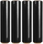18" Black Stretch Wrap Roll, Heavy Duty 18 Inch 1500ft Shrink Wrap Roll, 80 Gauge Industrial Strength Stretch Film Plastic Wrap for Pallet Wrapping Shipping Moving(4 Pack)