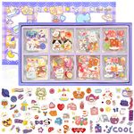 2000 Pcs Cute Stickers, Waterproof Vinyl Transparent Stickers, Kawaii Fun Stickers for Water Bottle Laptop Scrapbook Journaling, 200 Sheets Animal Stickers Boxed Gifts for Kids Teens Girls Boys