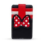 Buckle-Down Disney Wallet, Character Wallet ID Card Holder, Minnie Mouse Bow Red Black White, Vegan Leather, Red, 3.0" x 5.0", Casual