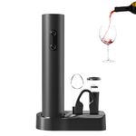 ELMWAY Electric Wine Opener Set, Battery Operated Wine Bottle Opener with Stand, Cordless Wine Corkscrew Remover, Automatic Wine Opener Accessories for Home Bars - Black(4 x AA Batteries Not Included)