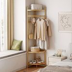 Corner Coat Rack with Hooks Freestanding Hall Tree with Shoe Bench Entryway Coat Hanger Clothes Rack with Stroage for Home Office Bedroom