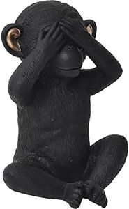 EVIDECO French Home Goods Wise Monkey See No Evil Statuette Resin Black Gold