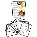 Belle Vous A4 Menu Covers (10 Pack) - Single Page Double View American Style Menu Holders - Black Trim with Clear View Menu Covers with Corner Protectors - For Restaurants, Bars, Cafes, Food & Drink