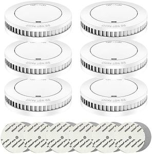 RUNIDUR Mini Detector De Humo Set Batería de 10 Años, Detector de Incendios sin Falsas Alarmas, Detector de Incendios Plano para Pegar sin Taladrar, Blanco, 6 Piezas