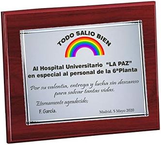 Curia Grabador Placa de homanaje Conmemorativa, Agradecimiento. Placas para Hospital, Regalos, jubilaciones Personalizada