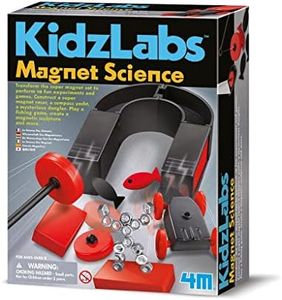 4M KidzLabs Magnet Science, 10 Experiments and Games, Construct Super Magnet Racer, Create Magnetic Sculptures, Educational Toys