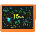 LCD Writing Tablet 15 Inch, Colorful Screen Doodle Board Drawing Pad for Adults & Kids, Electronic Writing Board Drawing Tablet, Educational Toys Gifts for 3-12 Year Old Boys, Girls,Toddler (Orange)