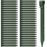 50 Pcs Plastic Ground Stakes 9.6 Inch Landscape Edging Stakes Tent Pegs Spikes for Campings Outdoor Edging and Terrace Board and Garden Lawn, Sturdy Canopy Stakes for Sand Beach Woods(Green)