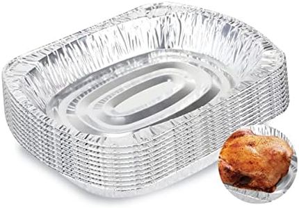 [10PK]Home Master Aluminium Large Foil Tray, Heavy Duty, Durable, Seals in Freshness, Reusable, Disposable and Recyclable (45cm x 35cm x 7cm)