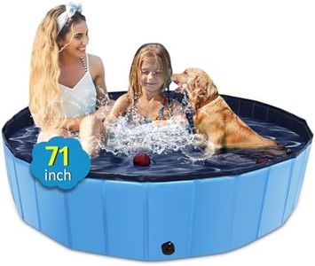 CACSPS Foldable Dog Pool, 71" x 14" Kiddie Pool with Hard Plastic, Non-Slip Dog Bath Tub for Outdoor Backyard, Collapsible Dog Swimming Pool for Kids Dogs Pets (Blue)