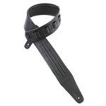 Walker & Williams G-55-BLK Matte Black Padded Guitar Strap with Black Leather Lacing, Matte Black, Regular