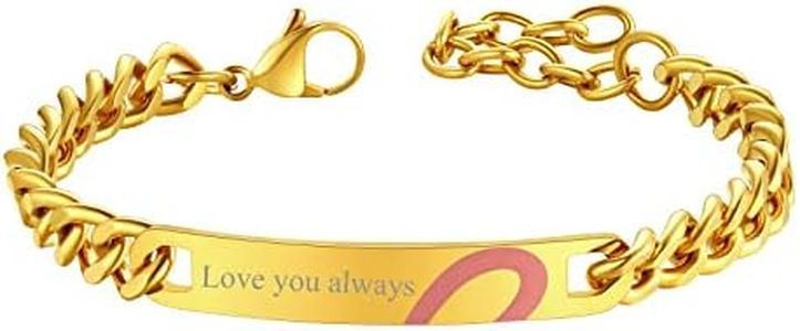 FindChic Personalized Womens ID Bracelets Heart Matching Bracelets Engraved Name Bar 18K Gold Plated Custom Text Couple Bracelets Anniversary Jewelry Gifts