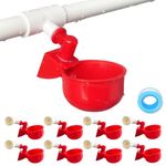 [8 Pack] Chicken Water Cups with 1/2" PVC Tee Fittings, Chicken Water Feeder, Automatic Poultry Waterer Kit for Chicks, Duck, Goose, Turkey