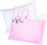 Kinder Fluff Baby Pillow & Pillow Case -100% Cotton Bedding for Kids Bed, Hypoallergenic Toddler Neck Pillow & Pillowcases as Kids Travel Pillow,Baby Cot Bed, Outdoor Cushions, Travel Essentials-Pink