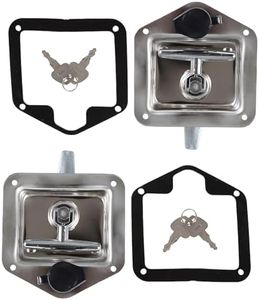 YKWYKW 2 Pcs Trailer Door Latch Rv Door Tool Box Lock T-Handle Lock 304 Stainless Steel with Gasket Keys Highly Polished for Camper RV Truck Tool Truck Trailer Tool Box