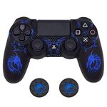 PS4 Controller Skin, BRHE DualShock 4 Grip Anti-Slip Silicone Cover Protector Case for Sony Playstation 4/PS4 Slim/PS4 Pro Wireless/Wired Gamepad Controller with 2 Thumb Grips (Blue)